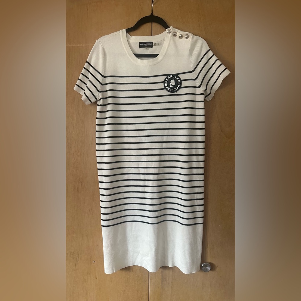 Karl Lagerfeld Black and White Knit Dress